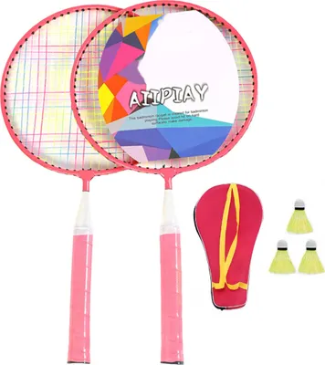 Produktbild von Badmintonschläger für Kinder, Badmintonschläger-Set, Outdoor-Federbälle, Schlägerspielzeug mit 3 Bällen für 2-Spieler-Sportspiele