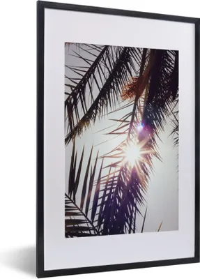 Produktbild von MuchoWow® Gerahmtes Poster Palmwedel - Sonne - Sommer 40x60 cm - Poster mit Schwarzem Bilderrahmen Wandposter Rahmen Foto Bilder - Poster in Rahmen