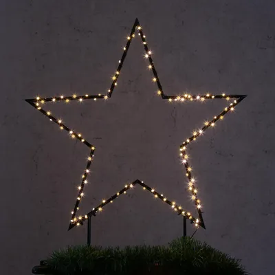 Produktbild von LED Gartenstecker Stern - 150 warmweiße LED - H: 60cm - Trafo - für Außen - schwarz