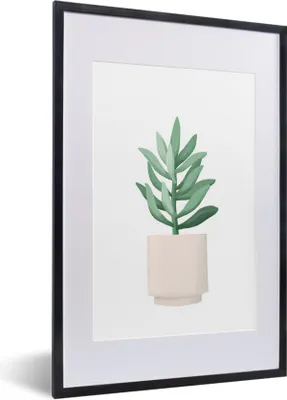 Produktbild von MuchoWow® MuchoWow® Gerahmtes Poster Pflanze - Sukkulente - Blumentopf 40x60 cm - Poster mit zchwarzem Bilderrahmen - Poster in Rahmen