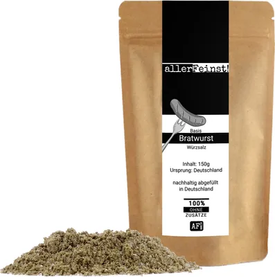 Produktbild von Bratwurst Gewürz - Basis Gewürzsalz für leckere Rostbratwurst, Grillwurst - 150g