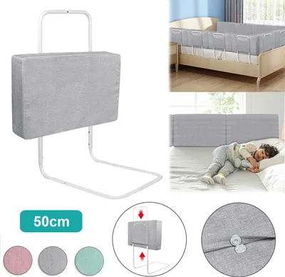 Produktbild von YARDIN Zábrana postele 50 cm s 5 otvory pro nastavení výšky, zábrana postele pro rodinnou postel a dětskou postýlku, šedá