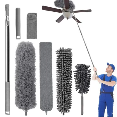 Produktbild von Teleskopierbares Staubwischerset – 7 Teile mit waschbaren und flexiblen Bürsten