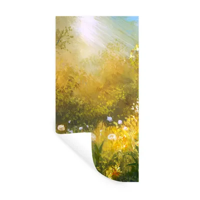 Produktbild von MuchoWow® Wandtattoo Wandsticker Wandaufkleber Blumen - Sommer - Aquarell 80x160 cm Selbstklebend und Repositionierbar - Sticker - Dekorfolie