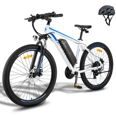 Obrázek produktu pro E-bike Pedelec MTB 27,5 palce Nerezová hliníková slitina do 90 - 110 km Horské kolo s 21 rychlostmi Vodotěsné IPX4, bílá a modrá barva