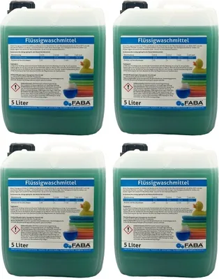 Produktbild von 4 x 5 L Flüssigwaschmittel Konzentrat grün frisch Universal Color GRATIS Ausgießer