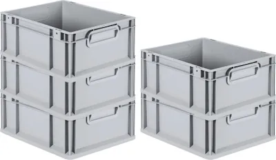 Produktbild von SparSet 5x Eurobox NextGen Grip | HxBxT 17x30x40cm | 16 Liter | Griffe geschlossen | Glatter Boden | Grau | Eurobehälter, Transportbox, Transportbehälter, Stapelbehälter