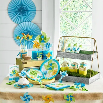 Produktbild von 16 kleine Servietten Windrad Blau
