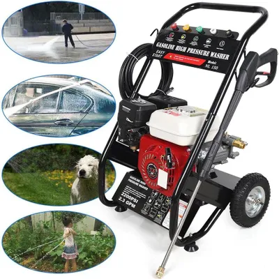 Produktbild von Benzin-Hochdruckreiniger - 7,5 PS - 2200 PSI - 2,3 GPM - Mehrere Düsen - Langer Schlauch - Rot