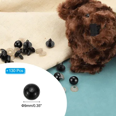 Produktbild von 9mm Sicherheitsaugen, 130 Stš¹ck Kunststoff-Sicherheitsaugen mit Unterlegscheiben Sicherheitsaugen fš¹r Stofftiere H?kelspielzeug Puppen DIY Handwerk, Schwarz