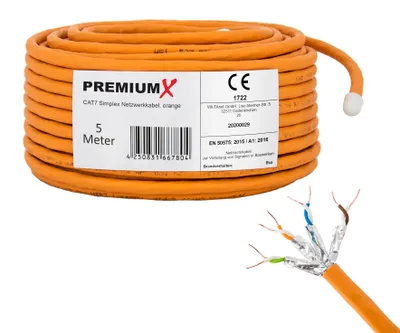 Produktbild von PremiumX 5m CAT 7 Netzwerkkabel Simplex LAN Kabel Ethernet Datenkabel
