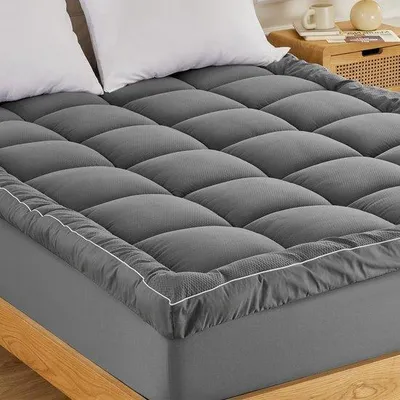 Zdjęcie produktu dla Nakładka na materac, wyjątkowo gruba, pikowana, miękka, z certyfikatem Oeko-Tex, nadająca się do prania, szara, 90 x 200 cm