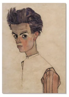 Zdjęcie produktu dla PLAKAT – 59 x 84 cm (A1) – Egon Schiele – Autoportret Egona Schiele (1910) – Dekoracja ścienna do salonu, sypialni i przedpokoju, nowoczesny plakat, bez ramy