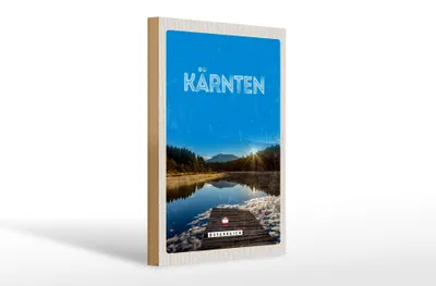 Produktbild von Holzschild Reise 20x30cm Kärnten See Österreich Sonnenaufgang