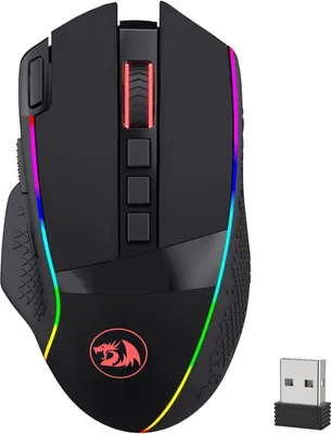 Immagine prodotto di Mouse da gioco wireless Redragon M991, mouse cablato/wireless da 19000 DPI con pulsante di fuoco rapido, 9 pulsanti macro, prestazioni continue di 45 ore e RGB