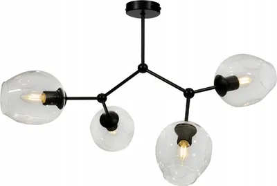 Obrázok produktu pre Light-Home Prage Stropné svietidlá Stropné svietidlá - Stropné svietidlo Industrial do obývačky, spálne a jedálne - Závesné sklo s kovom 4 plamene - Treasure