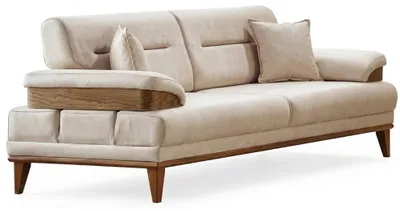 Immagine prodotto di Divano a tre posti, colore bianco, design moderno, minimalista, confortevole e funzionale