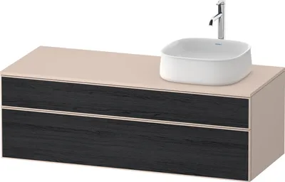 Image de Duravit Zencha Meuble sous-lavabo sur console, 1300x550mm, 1 tiroir, 1 coulissant, découpe à droite, ZE4822R16830000