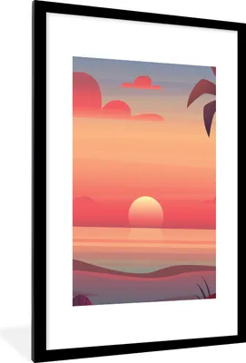 Produktbild von MuchoWow® MuchoWow® Gerahmtes Poster Strand - Retro - Meer 60x90 cm - Poster mit zchwarzem Bilderrahmen - Dekoration - Wandposter Wohnzimmer - Hochwertig