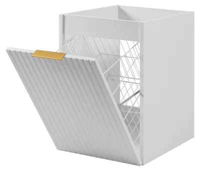 Produktbild von Badezimmerschrank mit Wäschekorb, weiß, 40 x 57 x 46 cm, goldene Griffe