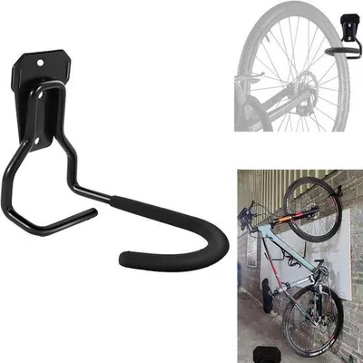 Immagine prodotto di Portabiciclette da garage e da parete - Portabiciclette verticale - Gancio per biciclette - Robusto e resistente - Nero - Adatto per bici da corsa/mountain bike/bici pieghevoli