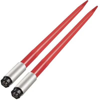 Zdjęcie produktu dla VEVOR zestaw 2 wideł do ładowacza czołowego 4,5 x 99 cm udźwig 1360 kg, szybkie mocowanie, kwadratowe kolce do bel, widły do bel powlekane na czerwono do łopat, ciągników, ładowaczy