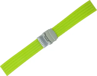 Produktbild von Minott Uhrenarmband grün Silikon weich Sicherheitsschließe silbern, Stegbreite:20mm, Schließe:Silbern
