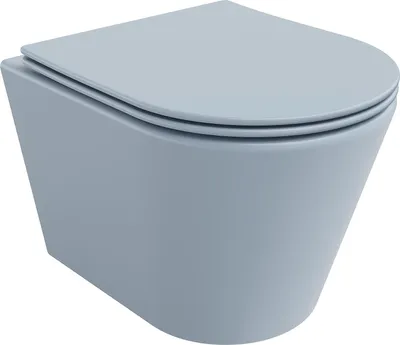Image de Mexen Rico Cuvette de WC sans rebord avec plaque mince à chute lente, duroplast, gris-bleu mat - 30724069