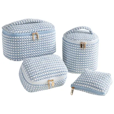 Produktbild von 4er Set Kosmetiktasche Kulturtasche Damen für Alltag und Reisen, Blau