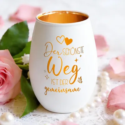 Windlicht mit Gravur – personalisiertes Hochzeitsgeschenk, Glas, 1 Stück