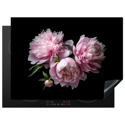Produktbild von KitchenYeah© Herdabdeckplatte Pfingstrose - Rosa - Blumig - Botanisch - Natur , 70x52cm, Küche Deko, Glaskeramikkochfeld Herdabdeckung, Abdeckplatte fùr Kochfeld