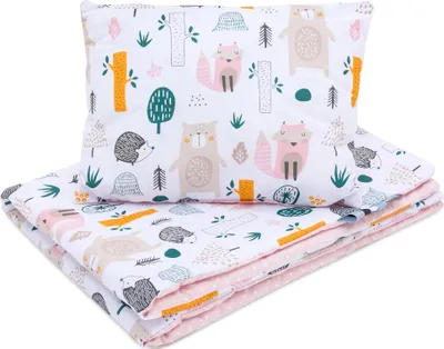 Produktbild von Bellochi Multifunktional Baby Decke Set - Doppelseitig Baby Bettwäsche 75x100 cm und Kissen 30x40cm - aus 100% Baumwolle - - 4rest