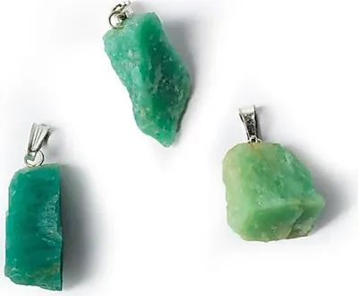 Immagine prodotto di Ciondolo con pietra preziosa grezza di amazzonite - Confezione da 3 pezzi di ± 2,5 cm