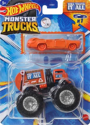 Produktbild von Will Trash It All + Bonus Auto HWN46 Monster Trucks 1:64 Hot Wheels 9 cm