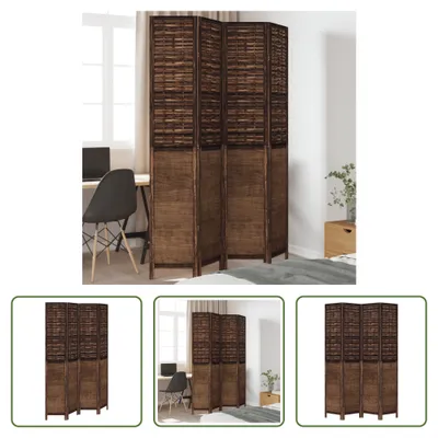 Produktbild von The Living Store 4-tlg. Raumteiler Dunkelbraun Massivholz Paulownia