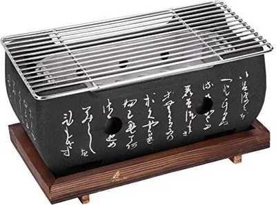 Produktbild von Tischgrillkohle, kleine BBQ Japanische tragbare Camping -Picknick -Mini -Holzkohlegrill Outdoor Balkon Garten 13,5 x 24,6 cm