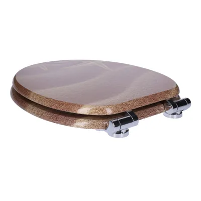 Produktbild von WC-Sitz mit Absenk-Automatik, Soft-Close, Universell passend, MDF Holz-Kern, ovale O-Form, EU-Größe, bis 120 kg