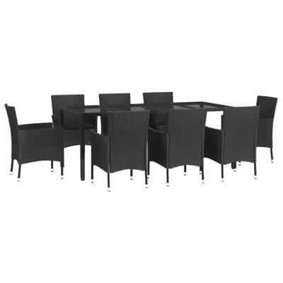 Produktbild von vidaXL 9-tlg. Garten-Essgruppe mit Kissen Schwarz Poly Rattan