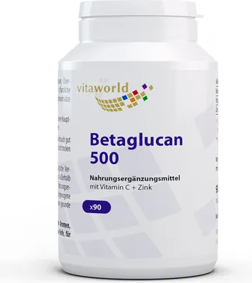 Obrázok produktu pre Betaglukán 500 - z čistých kultivovaných kvasníc - s vitamínom C a zinkom - vegánsky - 90 kapsúl