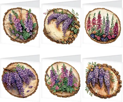 Productafbeelding van Set van 6 Diamond Painting kaarten, geschikt voor verschillende gelegenheden, inclusief enveloppen, creatieve wenskaarten