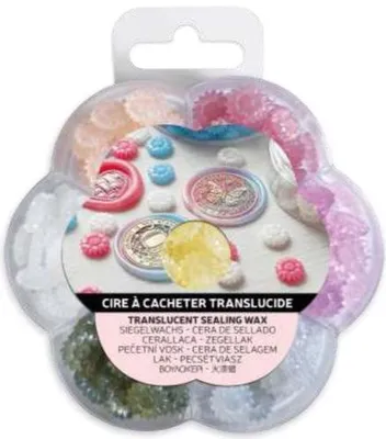 Imagen del producto de Sello de cera Aladine con motivos florales, 7 colores, kit para manualidades