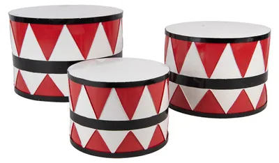 Immagine prodotto di Tamburo per decorazioni natalizie Clayre & Eef Ø 47/ Ø 39 / Ø 31 cm Bianco Rosso Metallo