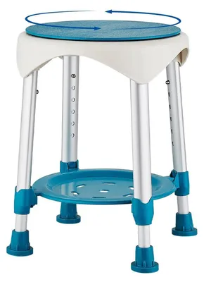 Obrázok produktu pre Kúpelňová stolička s nastaviteľnou výškou (42-54 cm), otočná, s odkladacou plochou, tmavozelená