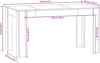 vidaXL Jídelní stůl bílý 140x74,5x76 cm Materiál dřevo