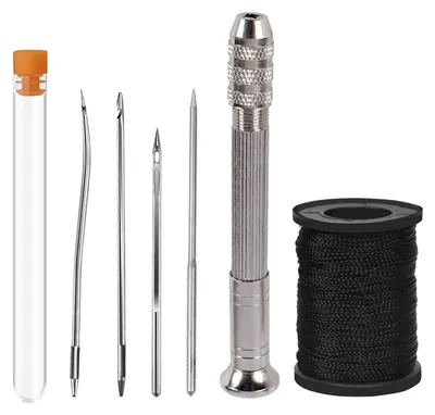 Schuhreparatur-Priem-Set, 4 Nadeln, 50 m Nylonfaden, Edelstahl