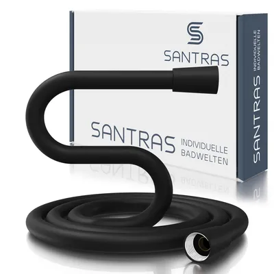 Produktbild von SANTRAS® Duschschlauch aus Kunststoff 1/2" in Schwarz Matt - 1,25 m Brauseschlauch