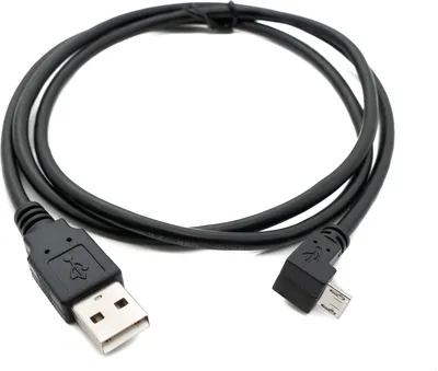 Produktbild von SYSTEM-S USB 2.0 Kabel 100 cm Typ A Stecker zu Micro B Stecker Winkel in Schwarz