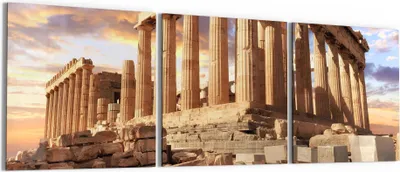 Produktbild von DEQORI Glasbild Echtglas 3x50x50 cm 'Parthenon im Abendlicht' Wandbilder XXL groß