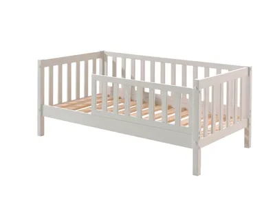 Produktbild von Vipack - Juniorbett mit Liegefläche 70 x 140 cm, Umrandung mit senkrechten Sprossen, Ausf. Kiefer massiv weiß lackiert