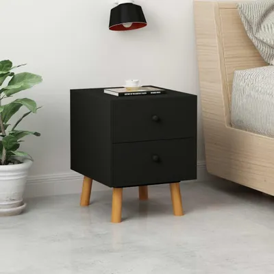 Immagine prodotto di Comodini 2 pezzi neri 40 x 30 x 50 cm in legno di pino massiccio